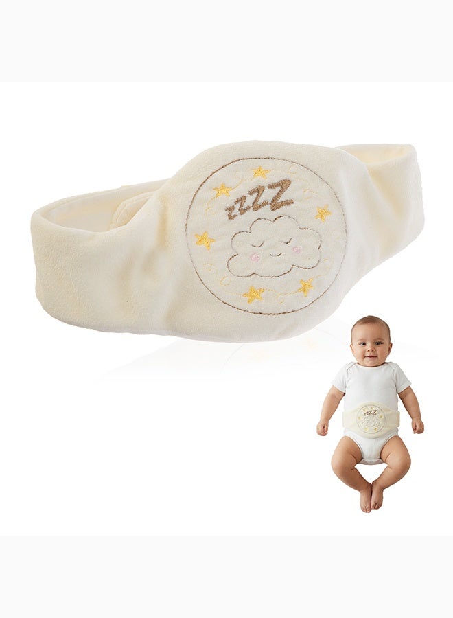 BabyJem حزام الكرز للأطفال 0 شهرًا فما فوق، مادة طبيعية، تخفيف آلام الغازات، غطاء قابل للغسل، معيار OEKO-TEX 100، هدية لمولود جديد، رفاهية النوم، ضغط لطيف باللون الأبيض - Image 1